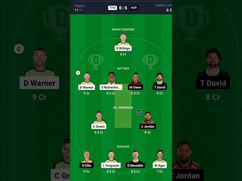 THU vs HUR Dream11, THU vs HUR Dream11 Prediction, Sydney Thunders vs Hobart Hurricanes BBL T20 Team