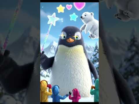 Penguin Draws Snow Shapes with a Magic Wand! 🐧✨❄️ #Shorts