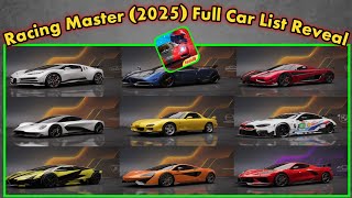 Racing Master (2025) Full Car List Reveal