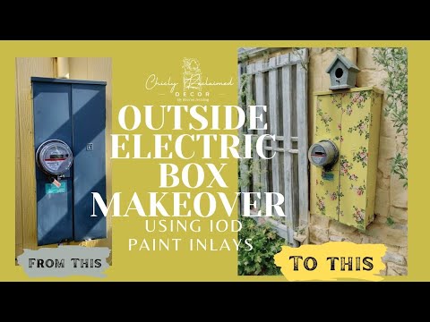 DIY Painted Outdoor Electric Box Makeover Using IOD Paint Inlays - Easy Home or Garden Project