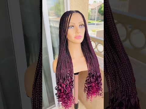 1B/Burgundy mix braided wig#braidedwig#braidhairstylesforblackwomen#knotlessbraids#hairstyles