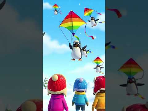 Kites in Winter? Penguin Says Yes! 🐧🪁❄️ #Shorts