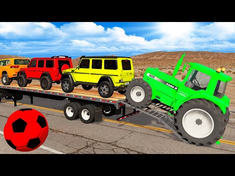 Flatbed Truck Mcqueen | Transportation with Truck - Pothole vs Car #13 - BeamNG.Drive