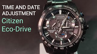 HOW TO ADJUST TIME AND DATE CITIZEN WATCH ECO DRIVE