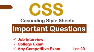 CSS Important Questions | Top 10 CSS MCQ for competitive Exam