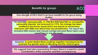 Issues and Debates - Ethical implications of research studies and theory