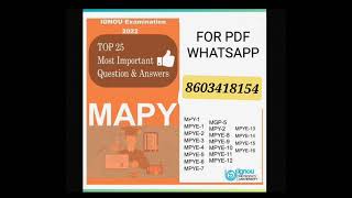 Mapy ignou solved assignment Available ₹25 ll 2022-23-24    WhatsApp:- 8603418154