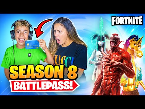 BUYING Fortnite SEASON 8 BattlePass With MOM'S CREDIT CARD!! | Royalty Gaming