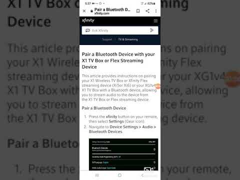 Bluetooth pairing to the Xfinity wireless  flex or xi6 boxes