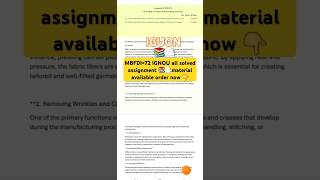 BFDI=72 ll solved assignment pdf📑📚 available and other material/ #BFDI=072 #ignou #assignment2024_25