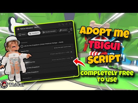 Roblox adopt me TbiGui Hub Script | Bucks autofarm | Auto hatch | Autofarm age potions and more