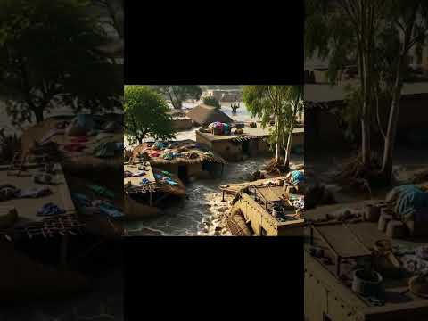 "Village Life During Heavy Flood ". 🌊#villagelife #rainyseason #naturepower #villagestories