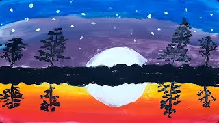 Acrilic Painting  🎨 Day & Night 🎨| How to Draw | Magic Paintings | Relaxing Music