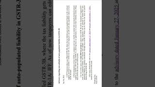 GST Advisory regarding non editable GSTR-3B auto populated Liability|