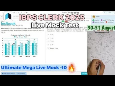 🎯Testbook IBPS Clerk Pre Live Mock Test 📚✍️30Aug, Share Score📝👆, How to attempt mock 🗒