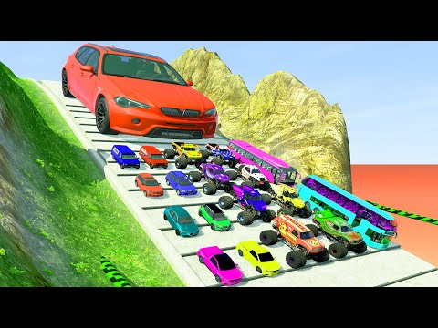 HT Gameplay # 55 | Big Small Cars vs Giant Speed Bumps and Monster Trucks vs Across the Big Pothole