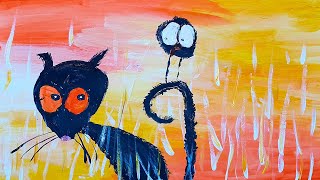Acrilic Painting  🎨 FANNY CAT 🎨| How to Draw | Magic Paintings | Relaxing Music