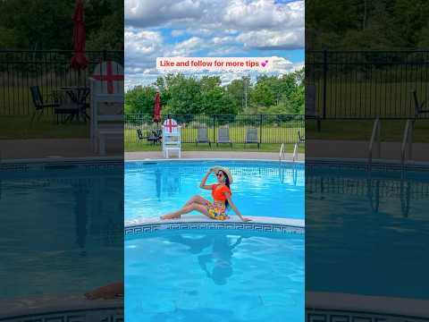 2 poses at the pool 💙💦 #posing #howtopose #posesideas #poses #posingtips #shorts #viralvideo #pose