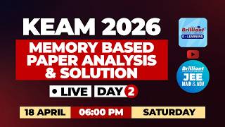 KEAM 2026 Memory Based Questions |  Day 2 LIVE Paper Analysis & Solutions | April 18 @ 6PM