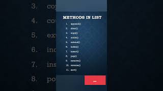 LIST METHODS IN PYTHON #listen  #method #python #shorts #code #website #pop #append #append #copy