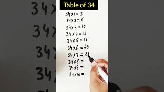 🔥 34 Table Trick 🔥|Table of 34 #table #tricks #shorts