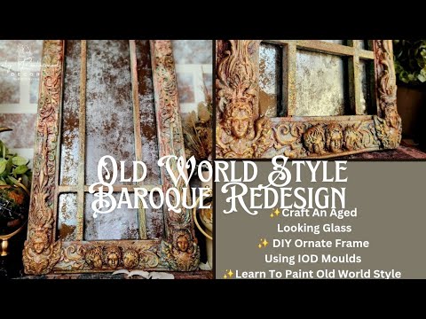 Repurposed Cabinet Door Into Baroque Art: Design with NEW IOD Moulds + Paint Old World Style & MORE