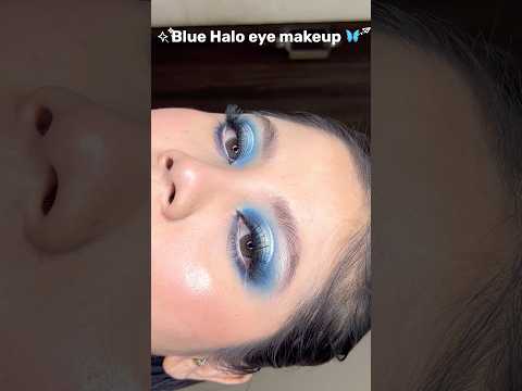 Blue halo eyemakeup tutorial.   #eyemakeup #eyemakeuptutorial #blueeyelook #makeup #makeuptutorial