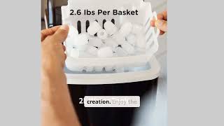 Silonn Ice Maker Countertop, 9 Cubes Ready in 6 Mins, 26lbs in 24Hrs, Self-Cleaning Ice Machine.