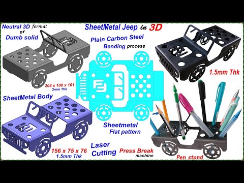 Exploring a STEP 3D format JEEP in SolidWorks,#sheetmetal,#lasercutting,#pressbreak