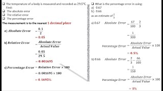 APPROXIMATION AND ERRORS|ABSOLUTE ERROR|RELATIVE ERROR| PERCENTAGE ERROR WORKED EXAMPLES