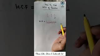 How To Find HCF Of Fractions #shorts