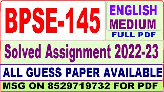 bpse 145 solved assignment 2022-23 / bpse 145 solved assignment in English / ignou bag solved