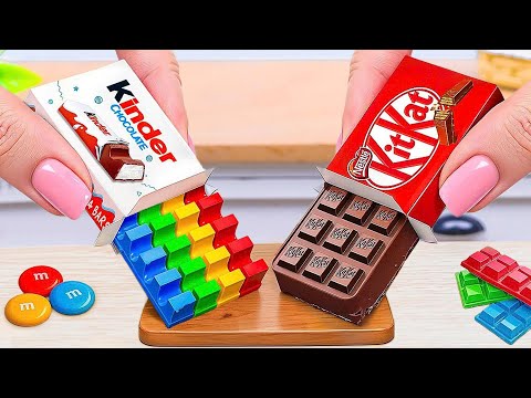 Rainbow Kinder and KitKat Cake🌈Satisfying Mini Rainbow Kinder Joy Cake Recipe Ideas