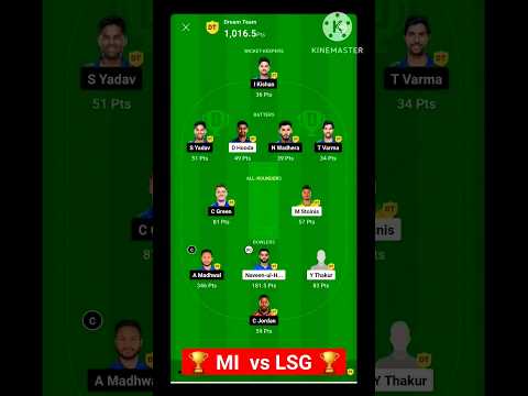 🏆 MI  vs LSG 🏆 || mi vs lsg winner dream 11 #dream11 #iplt20