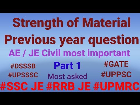 Strength Of Material previous year questions | Civil Engineering basic knowledge | SOM PART 1 | SSC