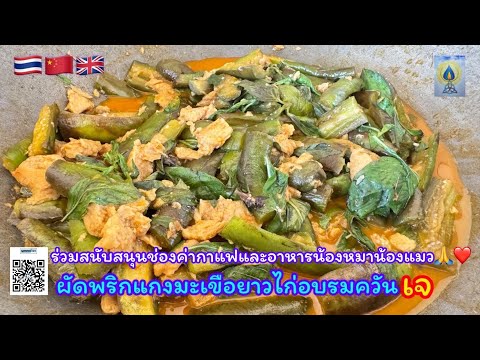 EP375 ผัดพริกแกงมะเขือยาวไก่อบรมควันเจ#อาหารเจ#อาหารไทย#อาหารอีสาน#food #vegetables#vegetarian#素食#食物