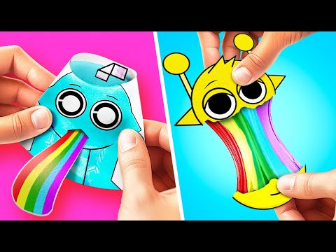 SPRUNKI AQUA And SIMON Cardboard Fidgets! *Stress-Relieving DIY For Raddy*