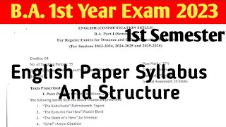 Ba 1st year english paper pattern 2023 | English Syllabus 1st semester 2023 | ba 1st year |