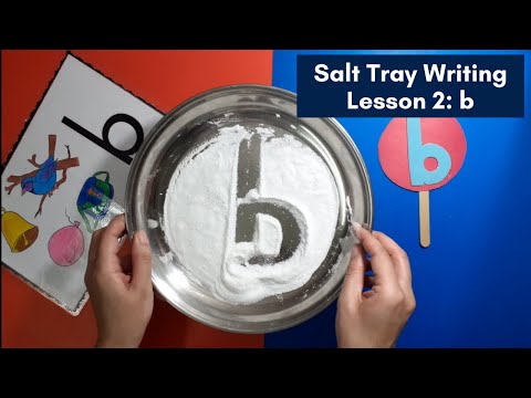 Salt Tray Writing | Lesson 2: Phonic b |  Montessori Homeschool Curriculum by Junior Scholars