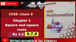 DBE Mathematics class 8, Chapter 3, Square and square roots ,Ex 3.2, Sums 6,7,8