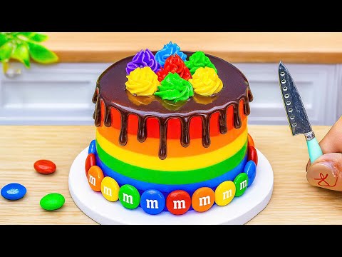 Mini Rainbow Cake Recipe With Chocolate | ASMR Satisfying Mini Rainbow Chocolate Cake Decoration
