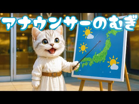 【社畜ねこのむぎ】おはようございます!!アナウンサーになったむぎの一日に密着🐱🌤