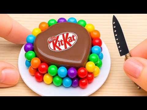 How to Make Mini Rainbow Heart Cake🍫🌈Mini Heart Cake with Rainbow Recipe 🍫Sweet DIY Dessert ASMR