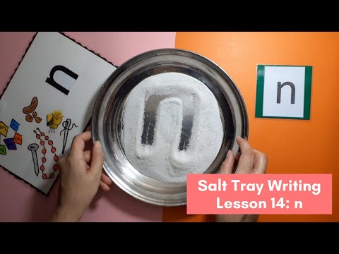 Salt Tray Writing | Lesson 14: Phonic n |  Montessori Homeschool Curriculum by Junior Scholars
