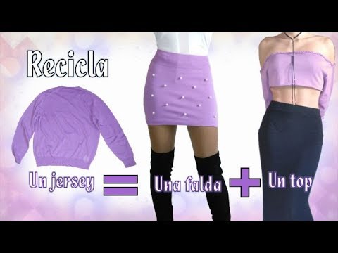 DIY - How to make a skirt and a top with a jumper. Tutorial step by step.