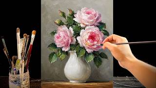 🌹 Can You Paint This Beautiful Rose Painting? Easy Acrylic Tutorial for Beginners | #205