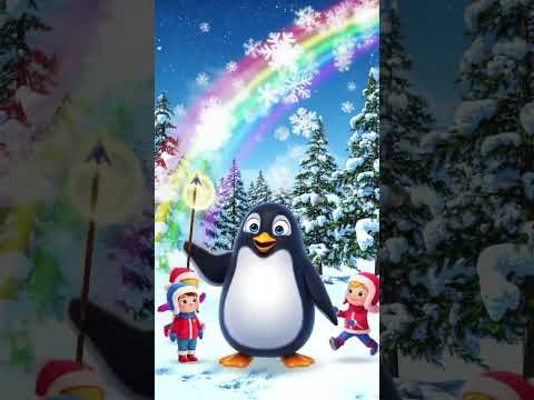 Penguin Creates a Snow Rainbow with a Magic Wand! 🐧❄️🌈 #Shorts