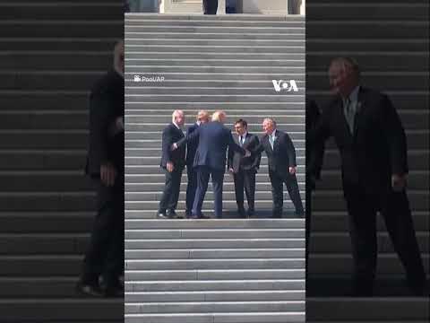 President Trump arrives at US Capitol for luncheon with Irish PM  | VOA News #shorts