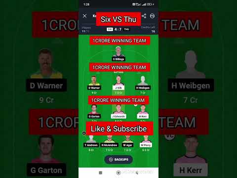 SIX VS THU DREAM11 TEAM #shrots #dream #dream11prediction