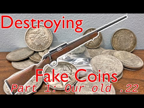 Destroying Fake Coins Part 1 - Our Old .22 Rifle vs Counterfeit Morgan Silver Dollar from Temu